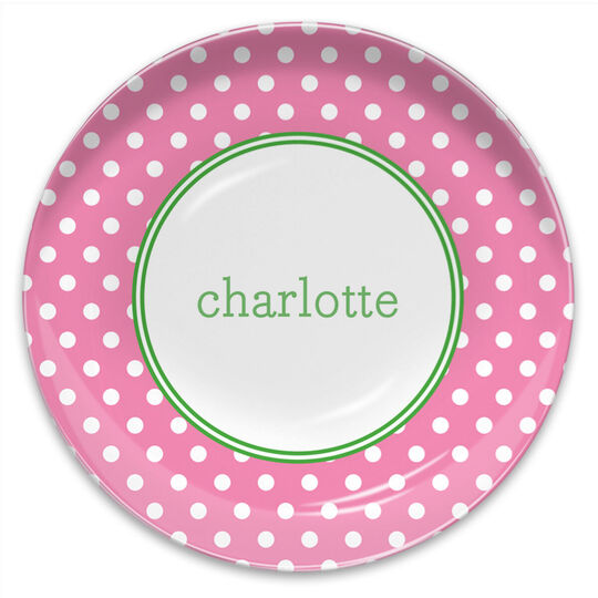 Bubblegum Polka Dot Melamine Plate